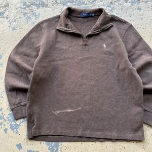 Polo‎ Ralph Lauren Mens XL Brown Quarter Zip Pullover Pony Logo Sweater XL
